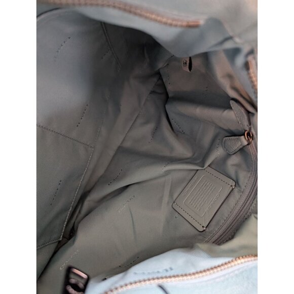 Coach Light Blue Leather Shoulder Bag With Zip Closure & Logo Detail - Picture 8 of 13